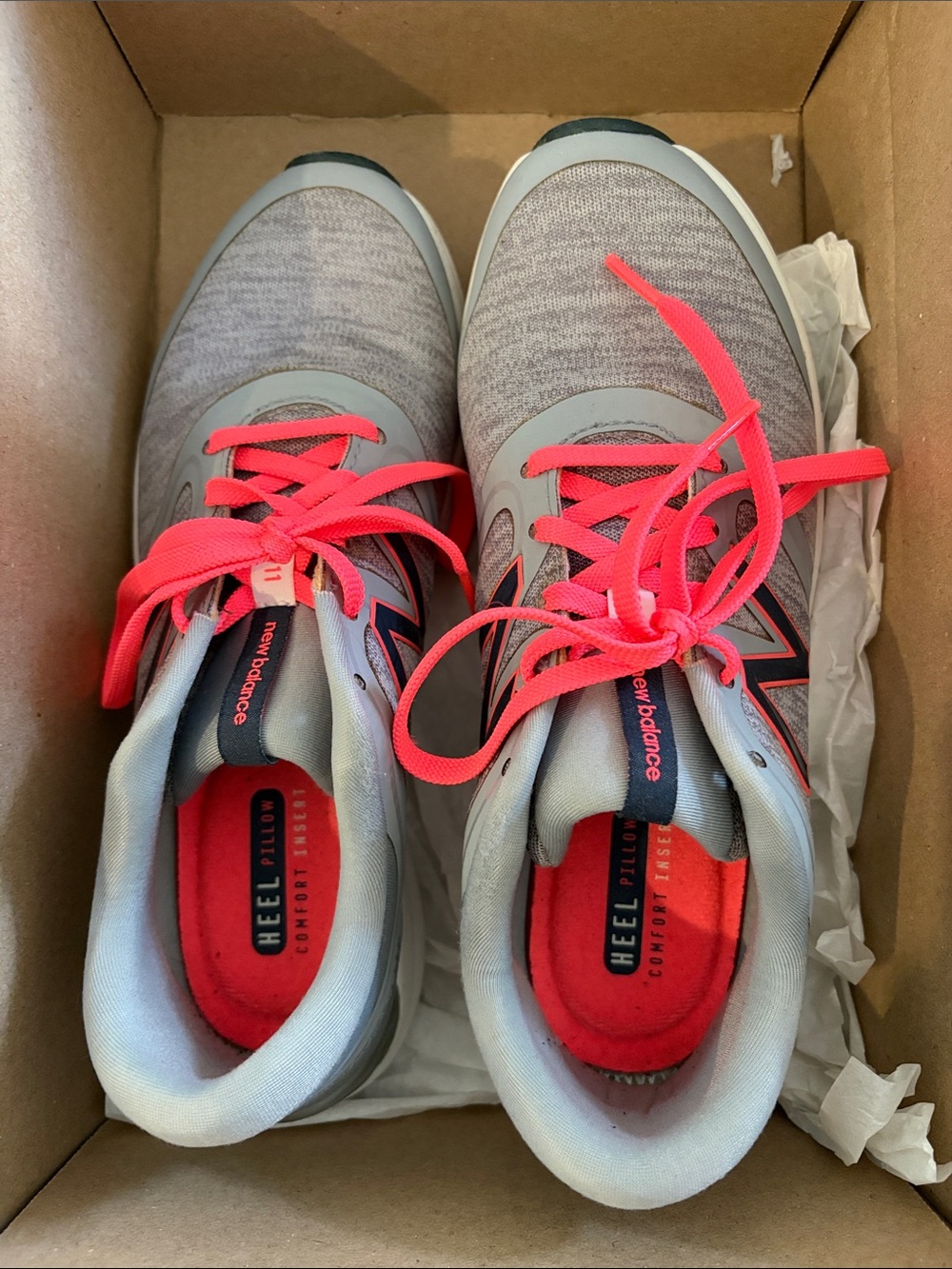 New Balance Women's Gray Sneakers with Pink Laces